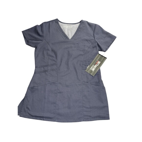 Grey’s Anatomy Modern Classic Fit V-Neck Scrub Top Granite Small 3 Pockets 41452 - Picture 1 of 9